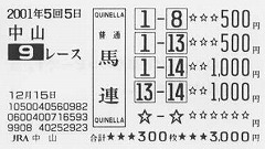馬券2 (中山9R) (馬 1-8 500円 1-13 500円 1-14 1000円 13-14 1000円)
